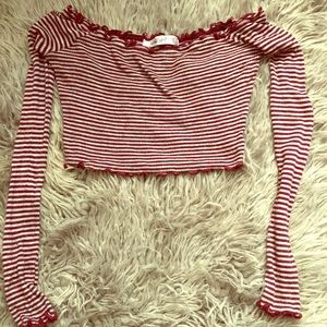 Maroon red and Gray crop top